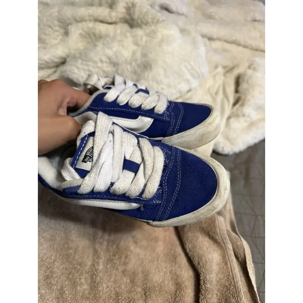VANS Off The Wall Blue/White Suede Low Top Sneaker Kids US 13.5